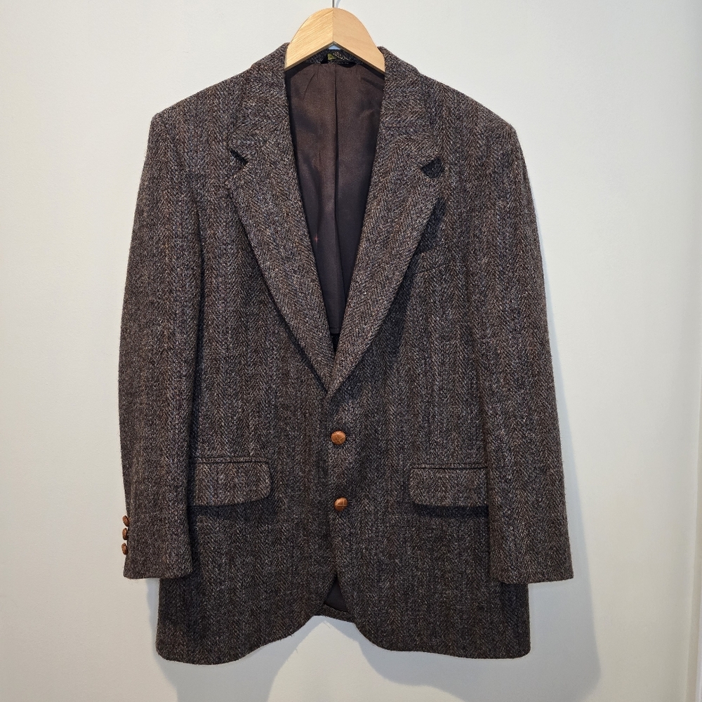 Harris Tweed Herringbone Sport Coat Blazer - Men's 40R